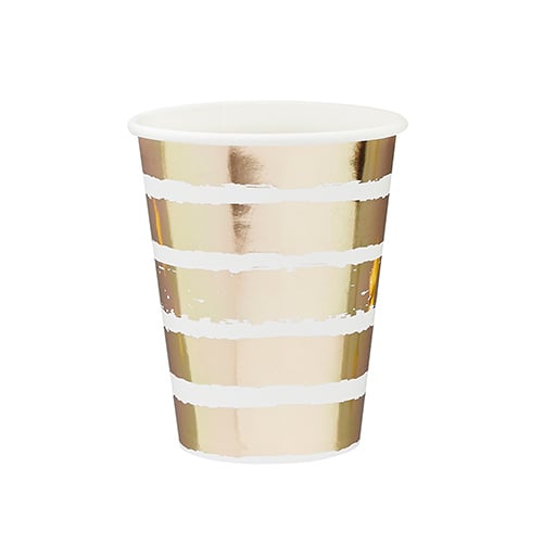 Gold Striped Paper Cups 250ml - Pack of 8