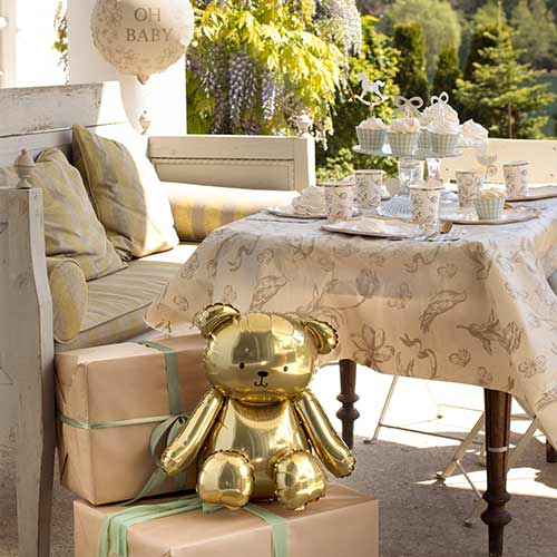Gold Teddy Bear Sitting Air Fill Foil Balloon 53cm / 21 in Product Gallery Image