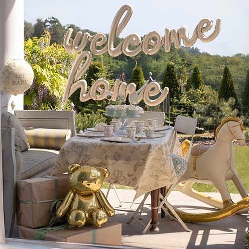 Gold Teddy Bear Sitting Air Fill Foil Balloon 53cm / 21 in Product Gallery Image