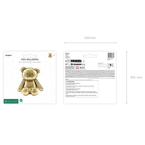 Gold Teddy Bear Sitting Air Fill Foil Balloon 53cm / 21 in Product Gallery Image