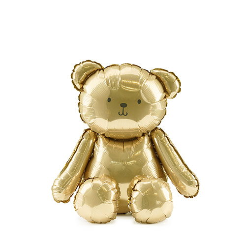 Gold Teddy Bear Sitting Air Fill Foil Balloon 53cm / 21 in Product Gallery Image