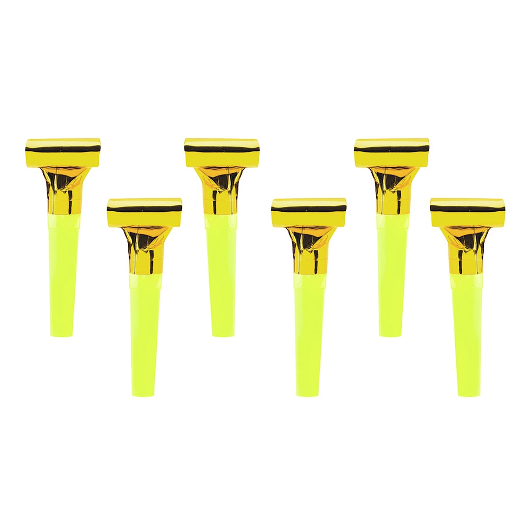 Gold Whistle Party Blowouts - Pack of 6