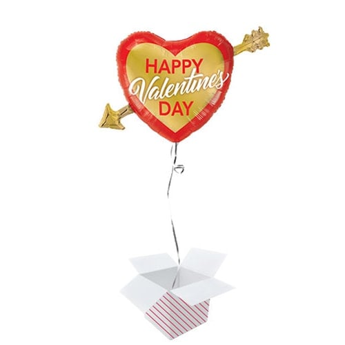 Valentine's Day Golden Arrow Helium Foil Giant Qualatex Balloon - Inflated Balloon in a Box Product Image