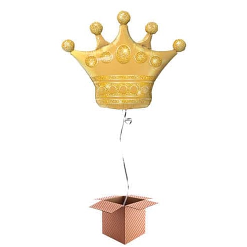 Golden Crown Helium Foil Giant Qualatex Balloon - Inflated Balloon in a Box Product Gallery Image