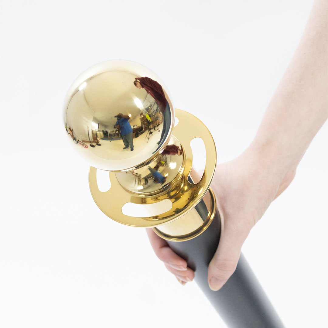 4 Gold Finish Black Stanchion Poles with 2 Dark Green Velvet Ropes Product Gallery Image