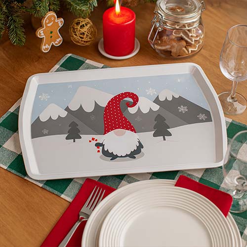 Gonk Rectangular Metal Christmas Serving Tray 38cm