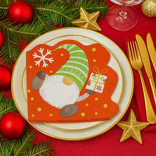Gonk Shaped Red Christmas Paper Luncheon Napkins 32cm 2 Ply - Pack of 20
