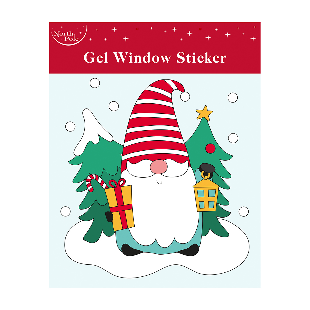 Gonk with Presents Christmas Gel Window Sticker Product Gallery Image