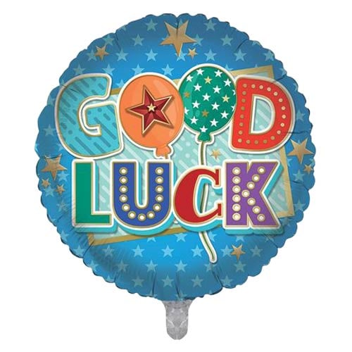 Good Luck Blue Round Foil Helium Balloon 46cm / 18 in