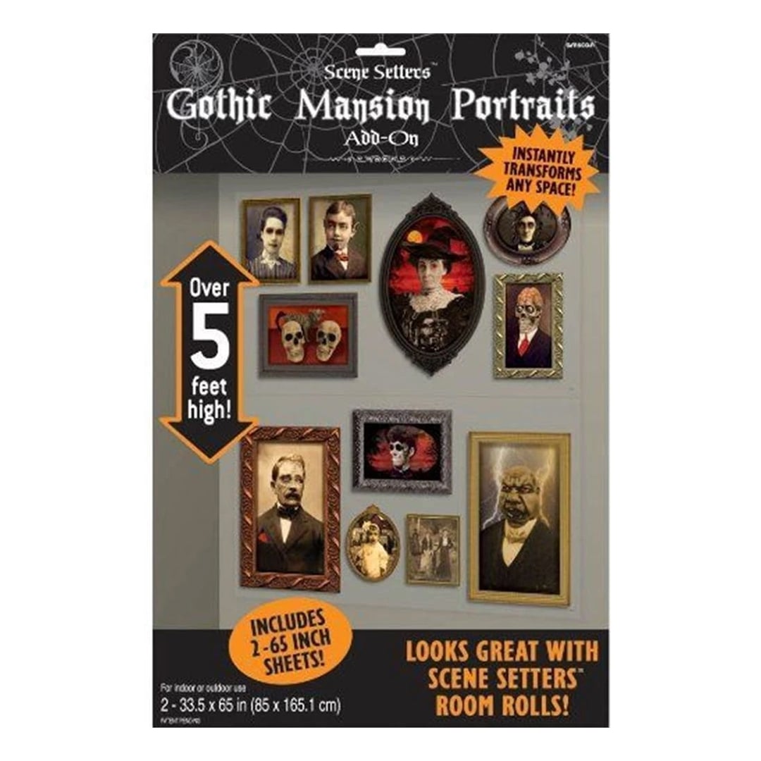 Gothic Portraits Halloween Backdrop Scene Setter Add-On Wall Decorations - Pack of 2 View 2