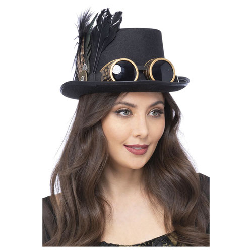 Gothic Victorian Steampunk Top Hat Fancy Dress Costume Accessory Unisex Adult One Size Product Gallery Image