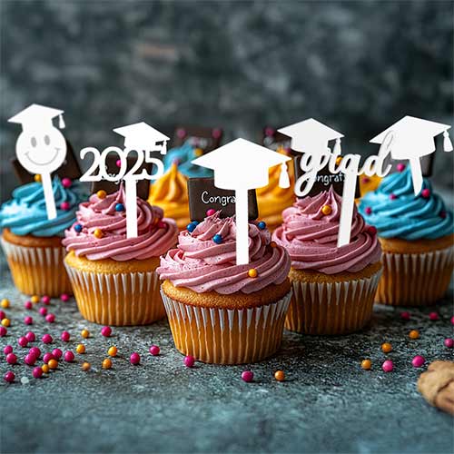 Graduation Acrylic Cake Pick Toppers - Pack of 6 Product Gallery Image