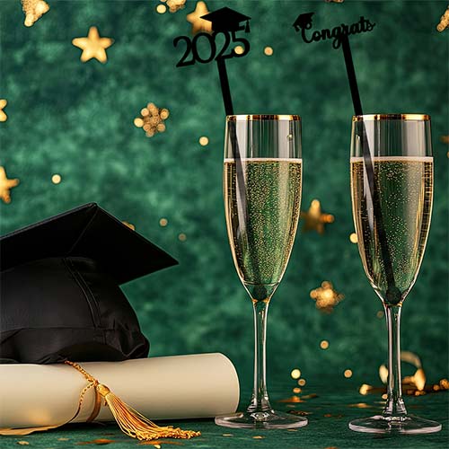 Graduation Acrylic Drink Stirrers - Pack of 6 Product Gallery Image
