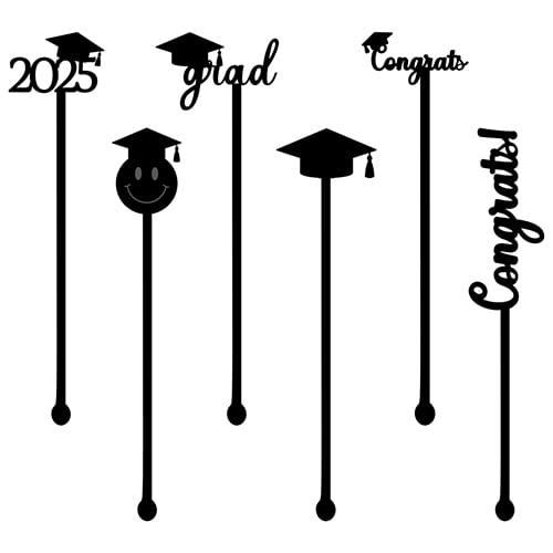 Graduation Acrylic Drink Stirrers - Pack of 6