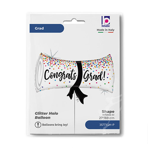 Graduation Confetti Diploma Holographic Helium Foil Giant Balloon 79cm / 31 in Product Gallery Image