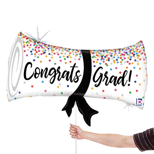 Graduation Confetti Diploma Holographic Helium Foil Giant Balloon 79cm / 31 in Product Gallery Image