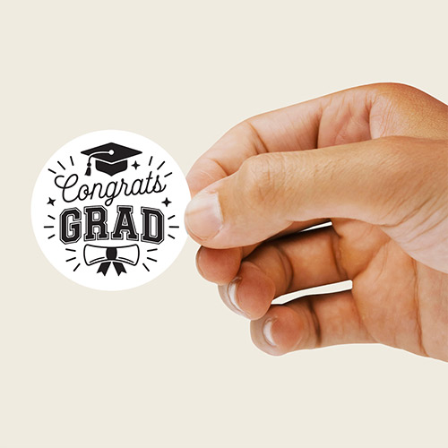 Graduation Congrats Grad Round Stickers 60mm - Sheet of 12 Product Gallery Image