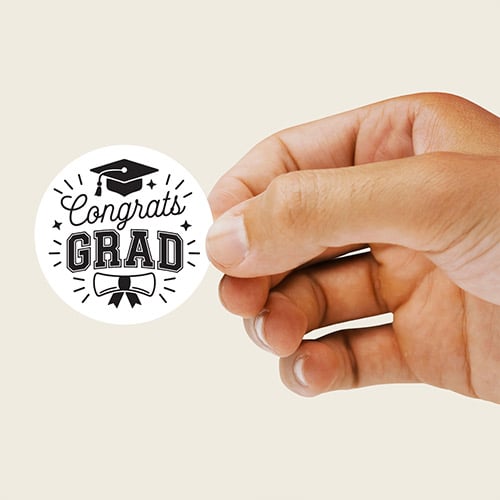 Graduation Congrats Grad Round Stickers 88mm - Sheet of 6 Product Gallery Image
