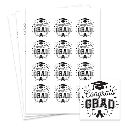 Graduation Congrats Grad Square Stickers 65mm - Sheet of 12 Product Gallery Image