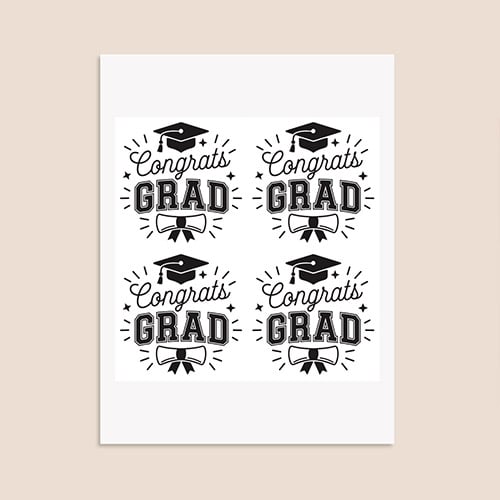 Graduation Congrats Grad Square Stickers 95mm - Sheet of 4 Product Gallery Image