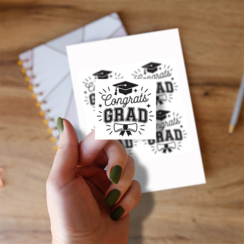 Graduation Congrats Grad Square Stickers 95mm - Sheet of 4 Product Gallery Image