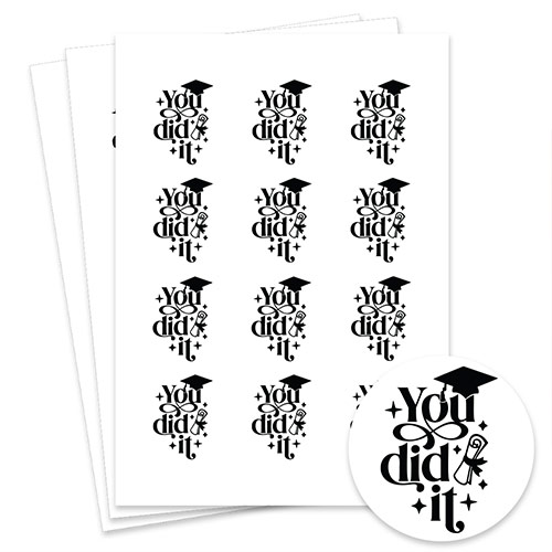 Graduation You Did It Round Stickers 60mm - Sheet of 12 Product Gallery Image