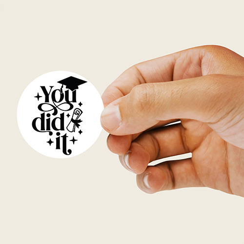 Graduation You Did It Round Stickers 88mm - Sheet of 6 Product Gallery Image