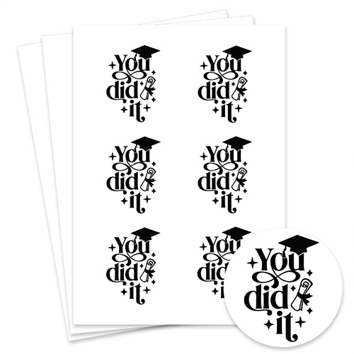 Graduation You Did It Round Stickers 88mm - Sheet of 6 Product Gallery Image