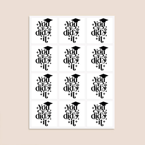 Graduation You Did It Square Stickers 65mm - Sheet of 12 Product Gallery Image