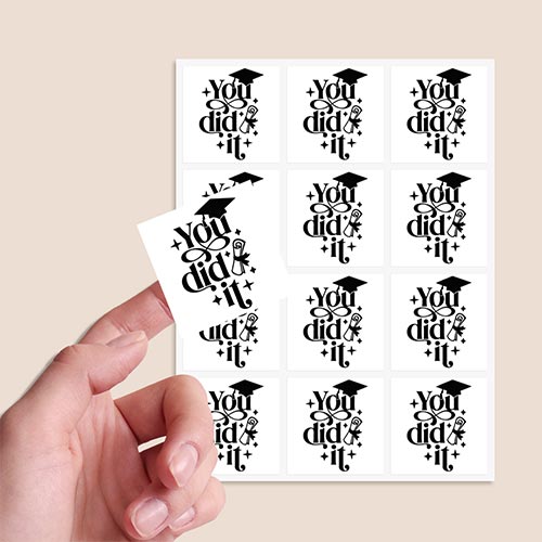 Graduation You Did It Square Stickers 65mm - Sheet of 12 Product Gallery Image