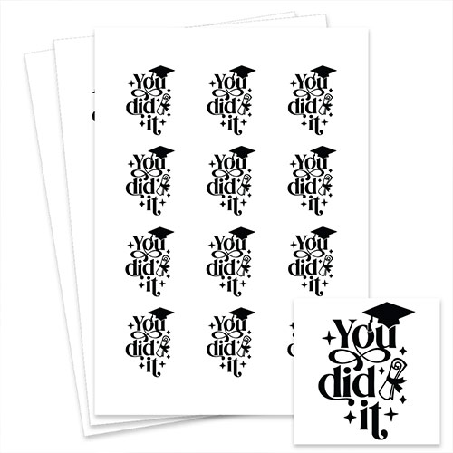 Graduation You Did It Square Stickers 65mm - Sheet of 12 Product Gallery Image