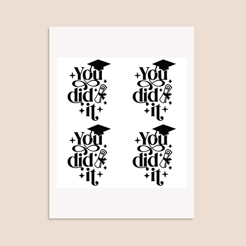 Graduation You Did It Square Stickers 95mm - Sheet of 4 Product Gallery Image