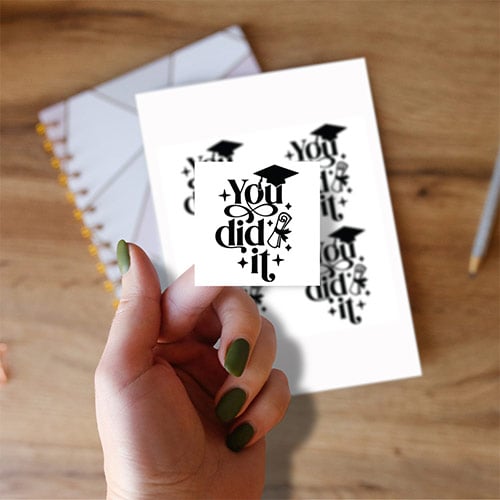 Graduation You Did It Square Stickers 95mm - Sheet of 4 Product Gallery Image