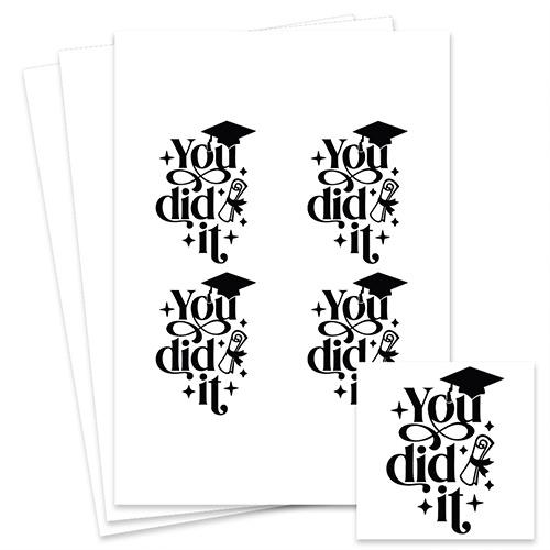 Graduation You Did It Square Stickers 95mm - Sheet of 4 Product Gallery Image