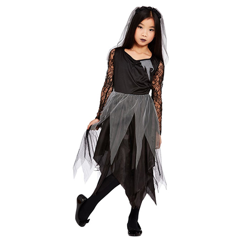 Grave Yard Bride Black Girls Fancy Dress Costume Kids Small - Age 4-6 Product Gallery Image