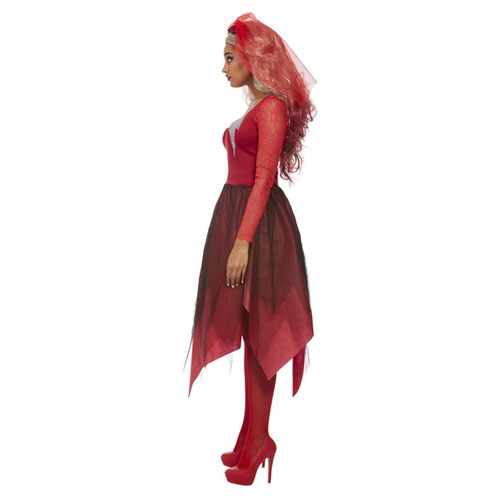 Grave Yard Bride Red Fancy Dress Costume Ladies Small - UK 8-10 Product Gallery Image