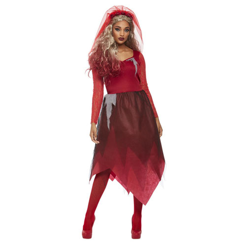 Grave Yard Bride Red Fancy Dress Costume Ladies Small - UK 8-10 Product Gallery Image
