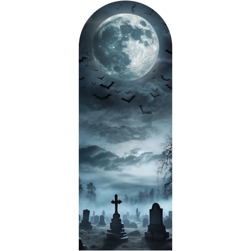 Graveyard Halloween Scene Design Arch Sailboard Backdrop Product Image