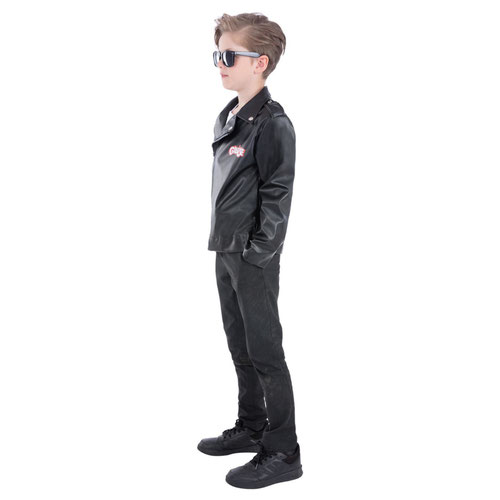 Grease T-Birds Black Leather Look Jacket Boys Fancy Dress Halloween Costume Tween - Age 12+ Product Gallery Image