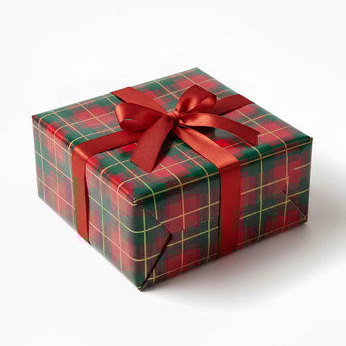 Green & Red Tartan Christmas Recyclable Kraft Gift Wrapping Paper Roll 7m