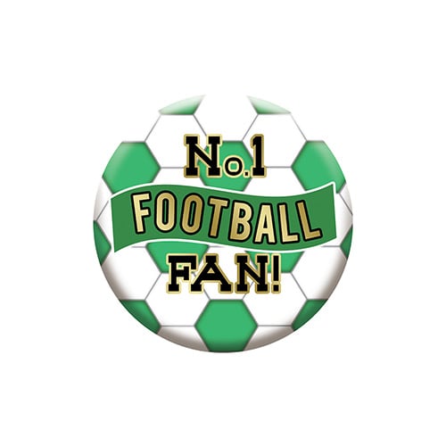Green & White No. 1 Football Fan Badge 5.5cm