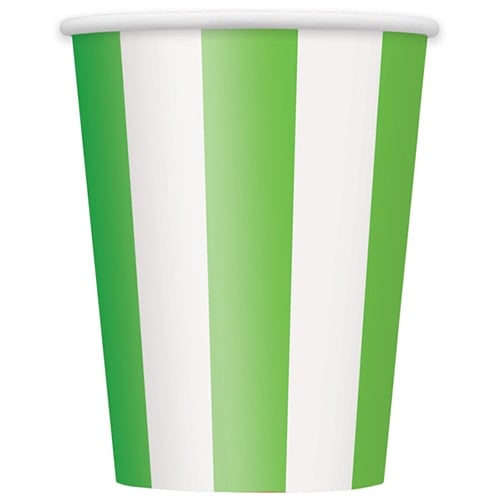 Green and White Stripes Paper Cups 354ml - Pack of 6 Product Image