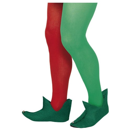 Green Christmas Elf Boots with Bells Fancy Dress Unisex Adult One Size Product Image