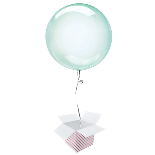 Green Crystal Clearz Bubble Helium Balloon - Inflated Balloon in a Box Product Image