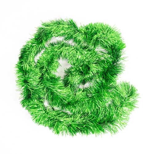 Green Fine Christmas Tinsel 2m