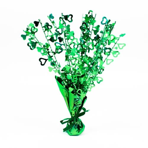 Green Foil Heart Balloon Weight Centrepiece Product Image