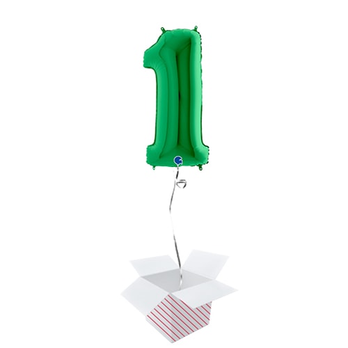 Green Number 1 Helium Foil Giant Balloon - Inflated Balloon in a Box Product Gallery Image