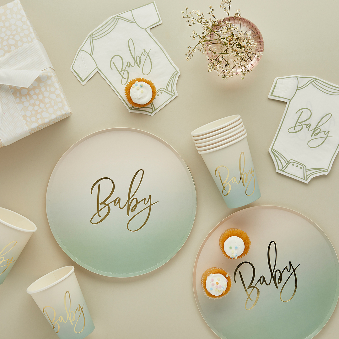 Sage Green Ombre Baby Paper Cups 230ml - Pack of 8 View 4