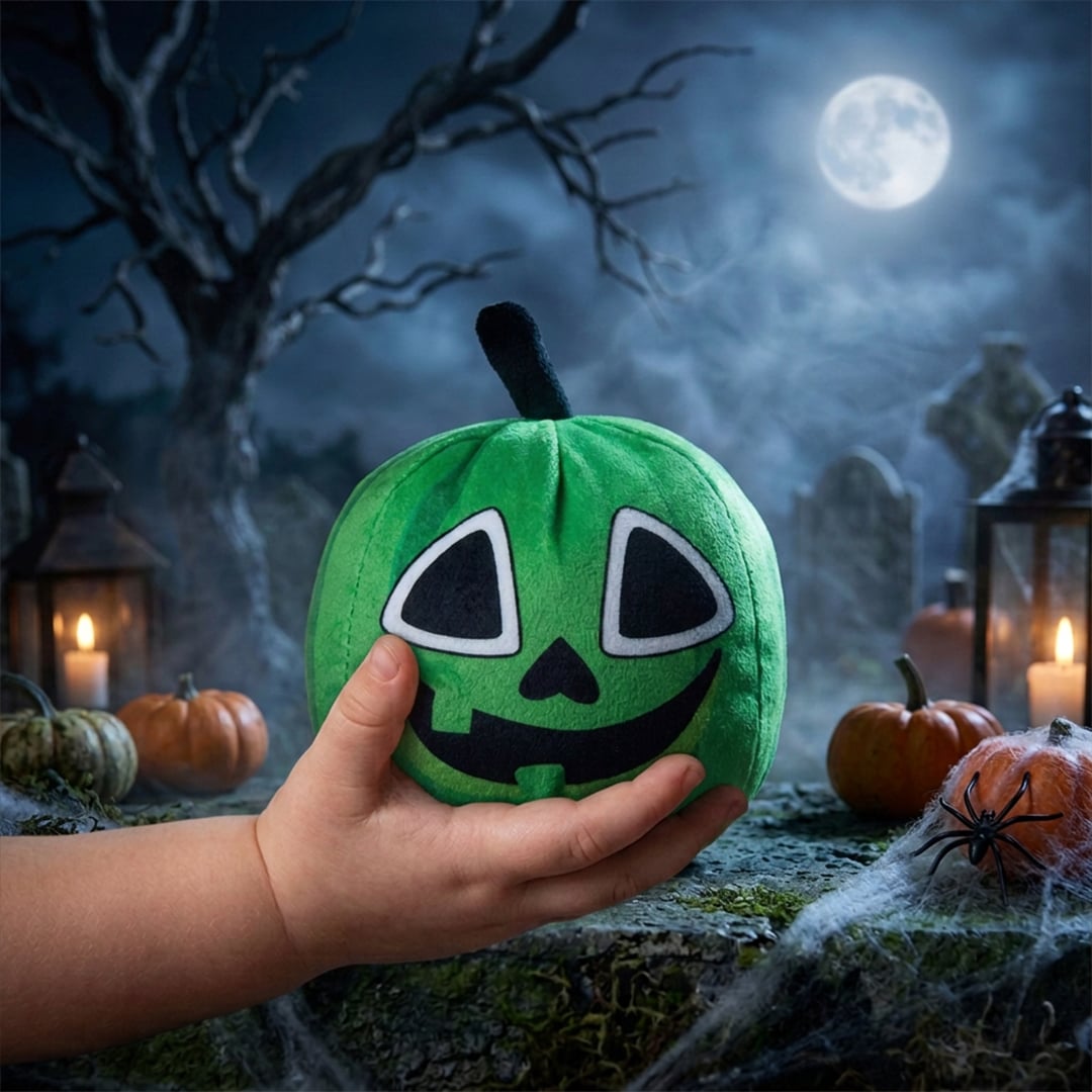 Green Pumpkin Halloween Soft Toy Plush 13cm