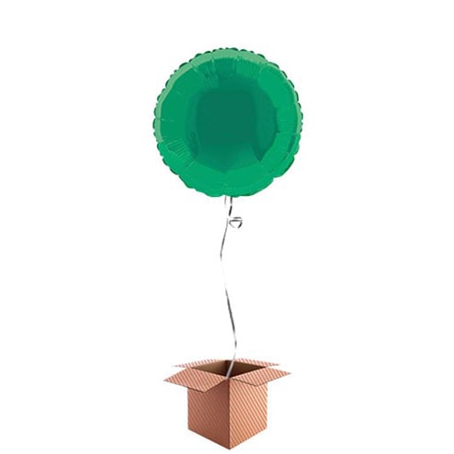 Green Round Foil Balloon - Inflated Balloon in a Box Product Image